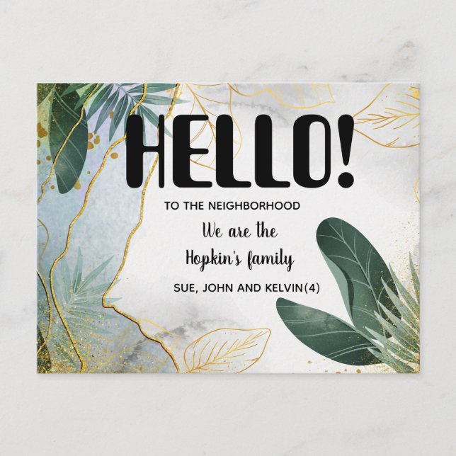 Hello, Editable We're New to the Neighborhood Postcard (Front)