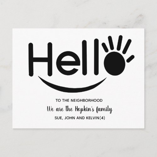 Hello Editable Were New to the Neighborhood Postcard