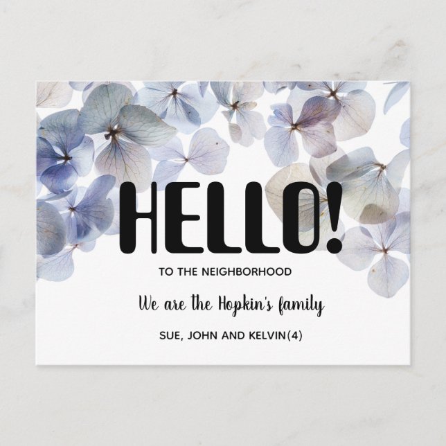 Hello, Editable We're New to the Neighborhood Postcard (Front)