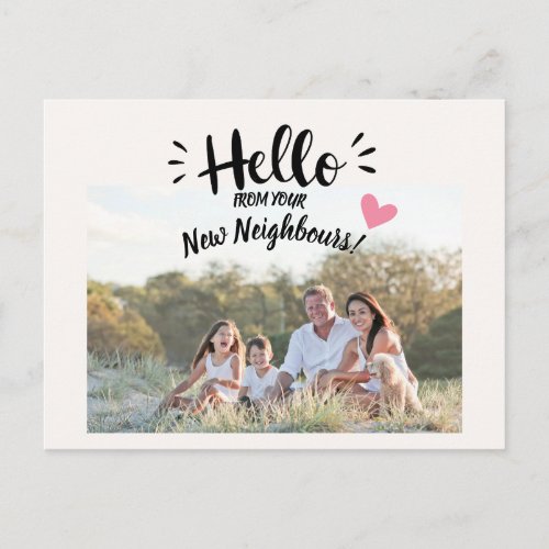 Hello,Editable We're New to the Neighborhood Postcard