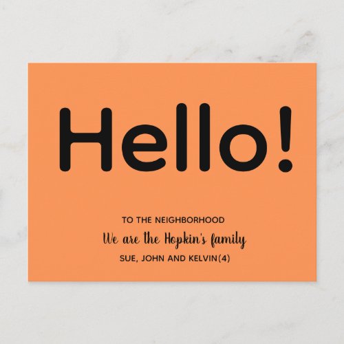 Hello Editable Were New to the Neighborhood Postcard