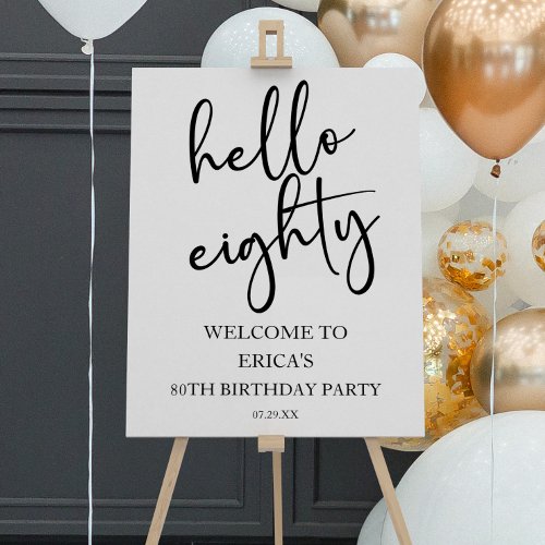 Hello Eighty 80th Birthday Party Welcome Sign