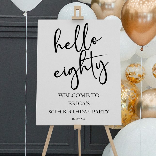 Hello Eighty 80th Birthday Party Welcome Sign (Creator Uploaded)
