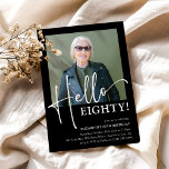 Hello EIGHTY! Minimal 80th Birthday Party Invitation<br><div class="desc">Make your loved one's 80th birthday an unforgettable celebration with our Hello EIGHTY minimal design party invitation. With just a few clicks,  you can add their photo,  customize the template to your event details,  and create a one-of-a-kind party invite that's guaranteed to impress</div>