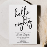 Hello Eighty Minimal Elegant 80th Birthday Party