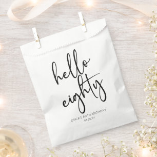 Hello Eighty Minimalist Simple 80th Birthday Party Favor Bag