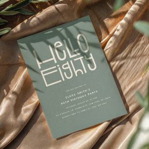 HELLO EIGHTY Modern 80th Birthday Invitation