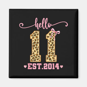 Hello Eleven Est 2014 11th Birthday Coquette Bow L Magnet