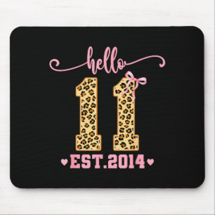 Hello Eleven Est 2014 11th Birthday Coquette Bow L Mouse Pad
