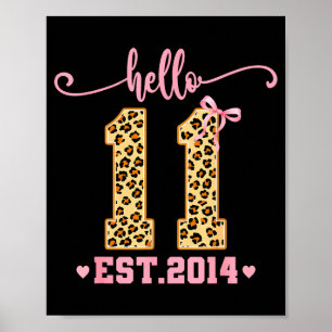 Hello Eleven Est 2014 11th Birthday Coquette Bow L Poster