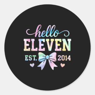 Hello Eleven Est 2014 Coquette Bow 11th Birthday G Classic Round Sticker