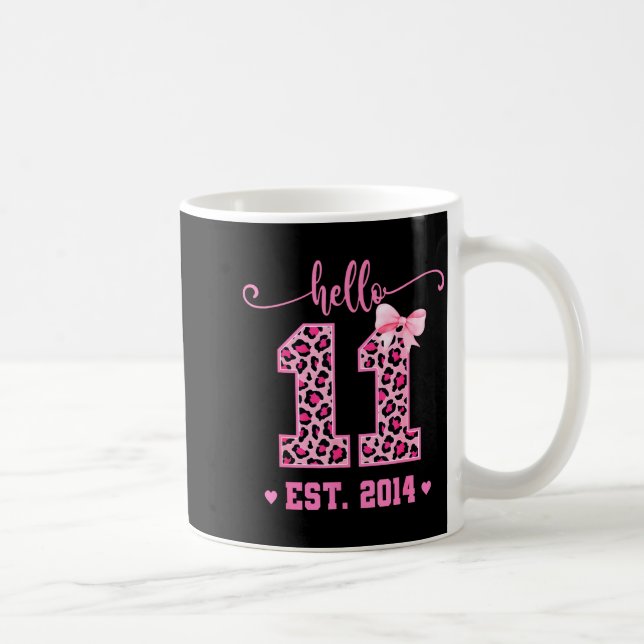 Hello Eleven Est 2014 Coquette Bow 11th Birthday G Coffee Mug (Right)