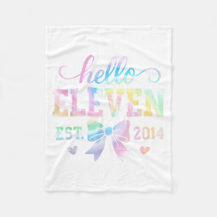 Hello Eleven Est 2014 Coquette Bow 11th Birthday G Fleece Blanket