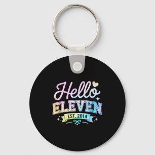 Hello Eleven Est 2014 Coquette Bow 11th Birthday G Keychain