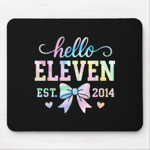 Hello Eleven Est 2014 Coquette Bow 11th Birthday G Mouse Pad