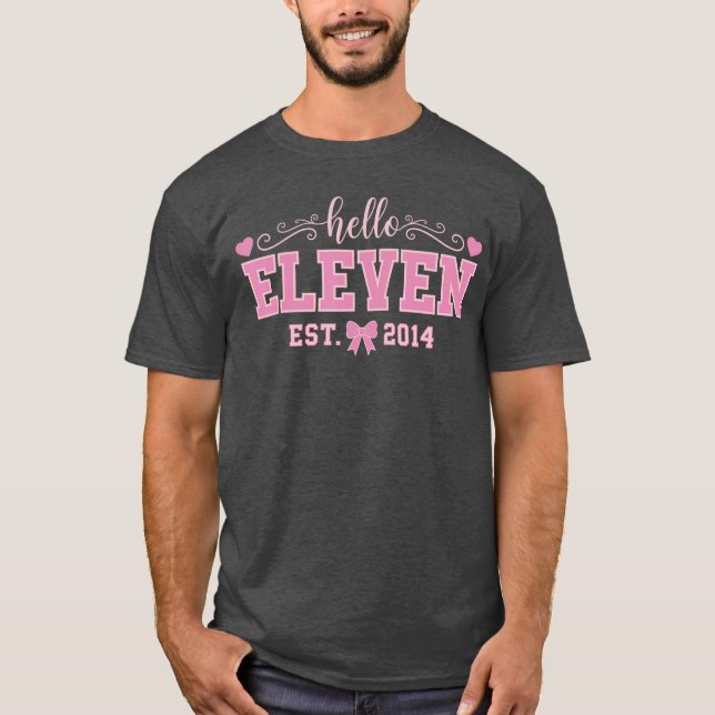 Hello Eleven Est 2014 Coquette Bow 11th Birthday G T-Shirt (Front)