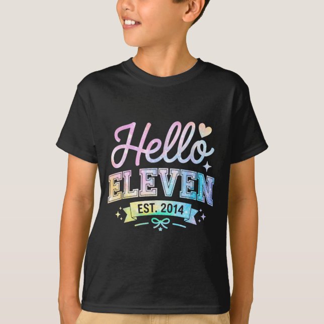 Hello Eleven Est 2014 Coquette Bow 11th Birthday G T-Shirt (Front)