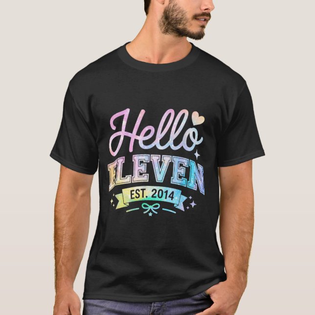 Hello Eleven Est 2014 Coquette Bow 11th Birthday G T-Shirt (Front)