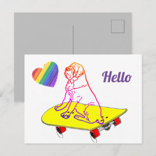 Hello English Mastiff Dog on vacation Postcard