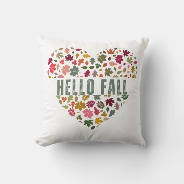Hello Fall Art Throw Pillow (Front)