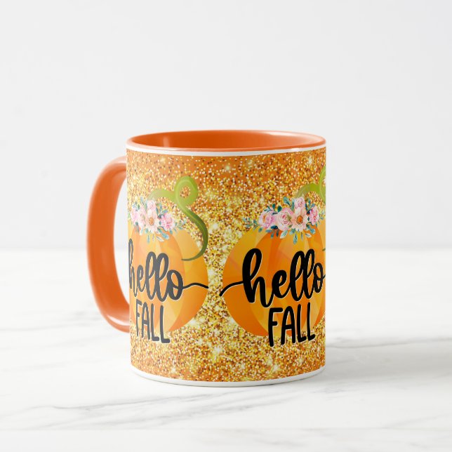 Hello Fall Autumn Customize Color Mug (Front Left)