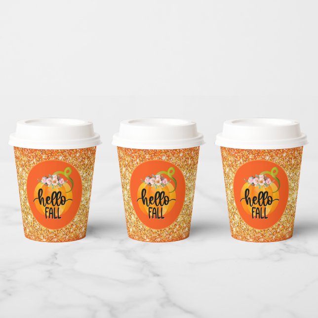 Hello Fall Autumn Customize Color Paper Cups (Multi)