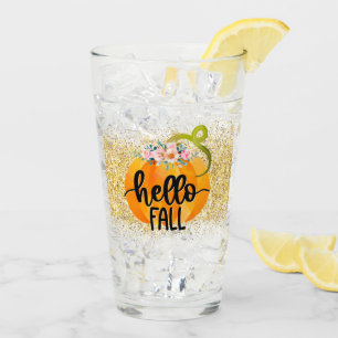 Hello Fall Autumn Customize Glass