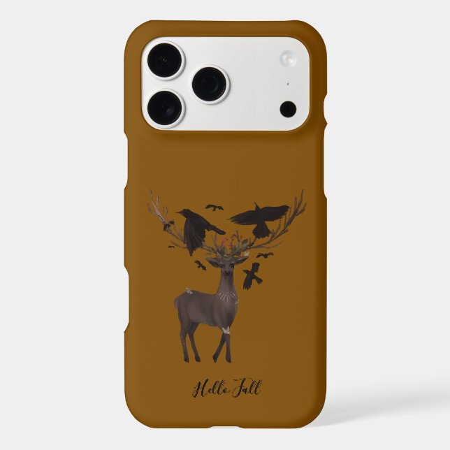 Hello fall Autumn iPhone case dark moody (Back)