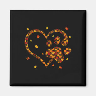 Hello Fall Autumn Leaf Dog and Cat Paw Print Pets  Magnet