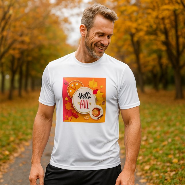 Hello Fall Autumn Leaves and Pumpkin Pie  T-Shirt (Creator Uploaded)