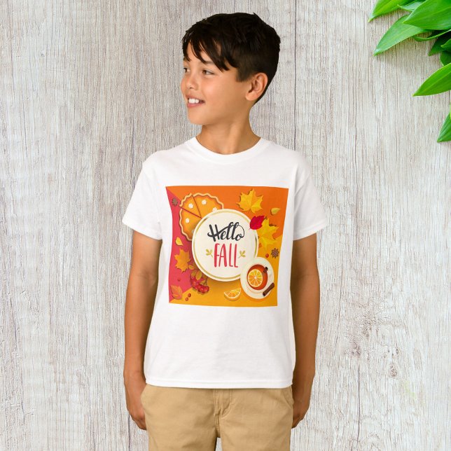 Hello Fall Autumn Leaves and Pumpkin Pie  T-Shirt (Creator Uploaded)