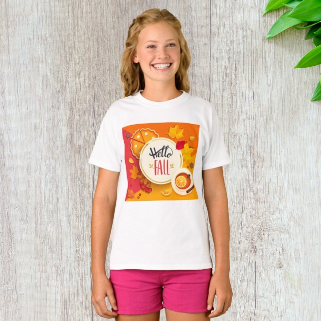 Hello Fall Autumn Leaves and Pumpkin Pie  T-Shirt (Creator Uploaded)