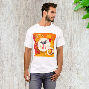 Hello Fall Autumn Leaves and Pumpkin Pie  T-Shirt