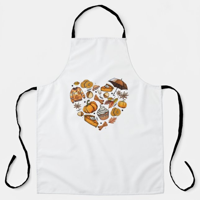 Hello Fall Autumn Leaves Cozy Seasonal Fall Apron (Front)
