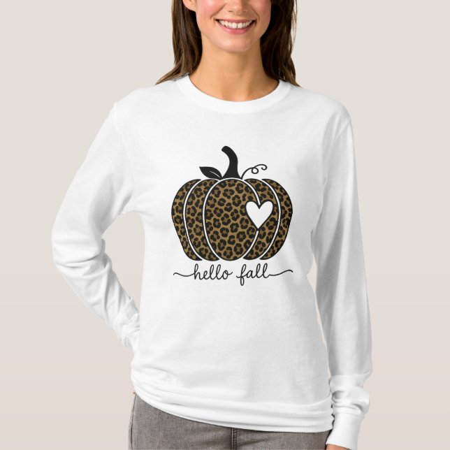 Hello Fall Autumn Leaves Cozy Seasonal Fall T-Shirt (Front)