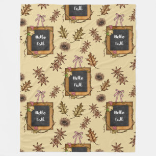 Hello Fall – Autumn Leaves Pattern for Cozy Season Fleece Blanket