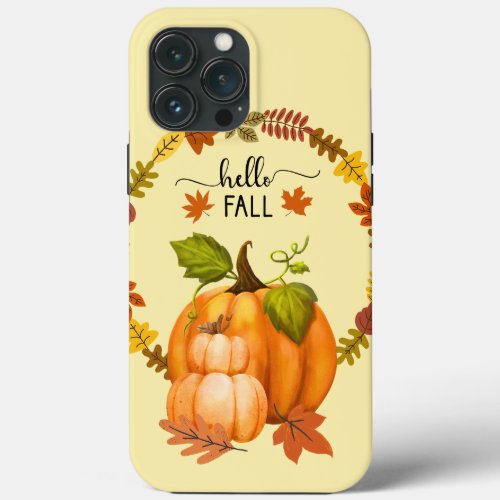 Hello Fall Autumn Leaves Pumpkins Phone iPad Cases