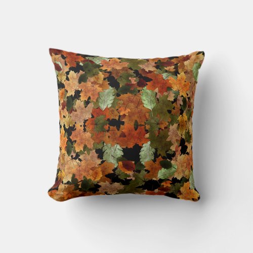 Hello Fall Autumn Leaves Throw Pillow