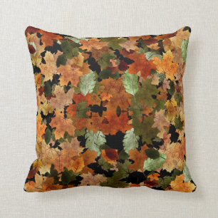 Hello Fall Autumn Leaves Throw Pillow