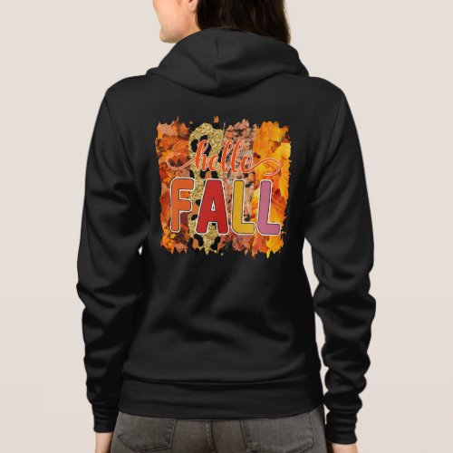 Hello Fall Autumn Leaves Warm Colors Hoodie
