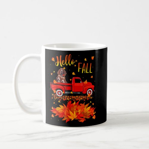 Hello Fall Basset Hound Leaf Autumn Red Truck Dog  Coffee Mug