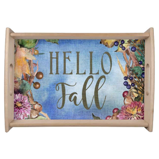 Hello Fall | Berries and Leaves Serving Tray (Front)