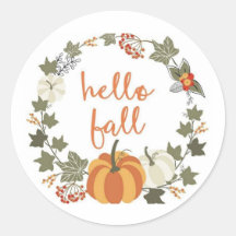 Hello Fall Classic Round Stickers