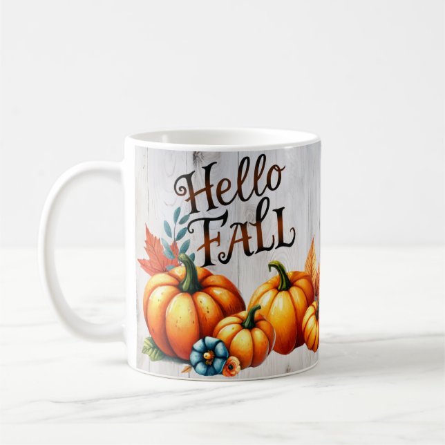 Hello Fall Colorful pumpkins Coffee Mug (Left)