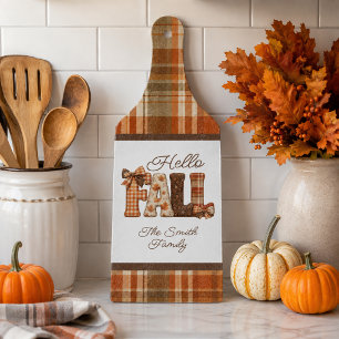 Hello Fall Cottagecore Farmhouse Personalized Cutting Board