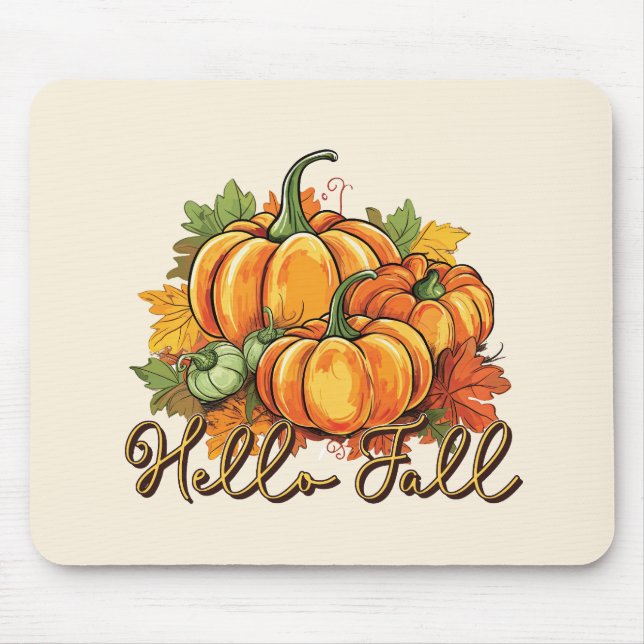 Hello Fall – Cozy Pumpkin Patch Mouse Pad (Front)