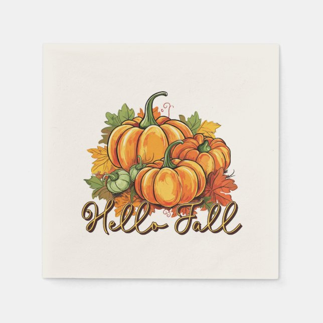 Hello Fall – Cozy Pumpkin Patch Napkins (Front)