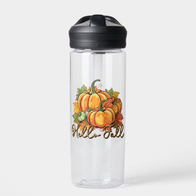 Hello Fall – Cozy Pumpkin Patch Water Bottle (Front)