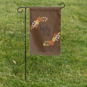 Hello Fall Custom Family Name Outdoor Sign & Flag