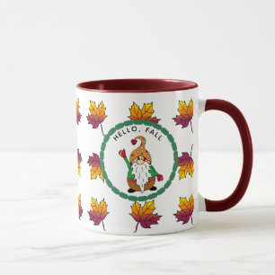 Hello Fall, Cute Cartoon Autumn Gnome Mug